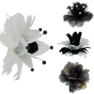 Fleurs plumes Lounge, Plumes en forme de fleur sur pique pour décorer glaces, gâteaux et cocktails