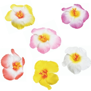 Fleurs D'Hibiscus GM sur pique : 250 pièces Sur pique longue Dimensions hors pique : Ø 10 cm Assortiment multicolore Modèles aléatoires Matière : synthétique Référence : 7137 Décoration glaces et cocktails mondo Déco entreprise française