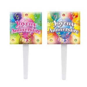 Joyeux anniversaire clignotants à planter sur gâteaux - Mondo Déco