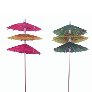 Triples ombrelles sur pique décorative pour glaces et cocktails