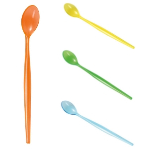 Cuillères colorées en plastique pour desserts, glaces, gâteaux - Mondo Déco