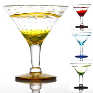 Coupes Divine artisanales soufflées à la bouche, pièces uniques - Pour vos glaces et cocktails - Couleurs : jaune, rouge, bleu, vert, en transparence Mondo Déco entreprise française