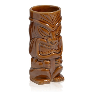 Verre à cocktail en céramique esprit Tiki Maori Marron - Mondo Déco