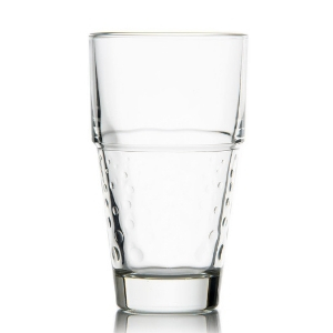 Verres Disco transparents avec des petits cercles ton sur ton sur la paroi extérieure. Verre à boire - Mondo Déco