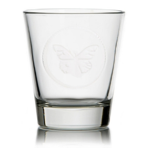 Verres Papillon - Verres simples et transparents avec un papillon centré ton sur ton - Mondo Déco