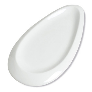 Assiettes Point Virgule assiette plate, forme originale ovale - en céramique, grès blanc - Mondo Déco, entreprise française