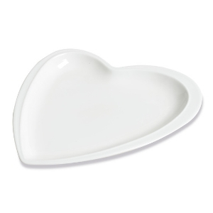 Assiette Déclaration Petit Modèle, plate en forme de cœur, blanche - Mondo Déco