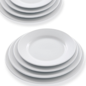 Assiettes rondes PM plates, petit modèle - en céramique, grès blanc. Mondo Déco entreprise française