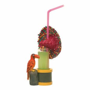 Mini porte-verre Toucan : Verre vendu séparément 1 pièce Dimensions : H. 10,5 cm | Ø 4 cm Référence : 228 Matière : résine Couleur : jaune, rouge, marron Incompatible lave-vaisselle
