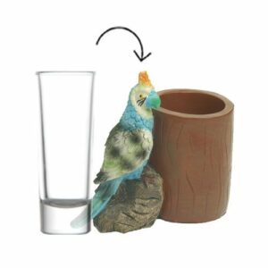 Mini Porte-verre Perruche – lot de 1 – H.10,5 cm Ø4 cm + verre offert