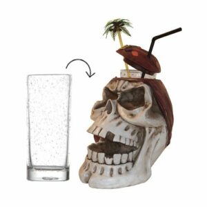 Porte-verre Crâne -lot de 1- H. 23 cm Ø7 cm