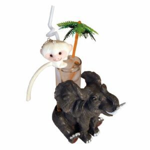 mini Porte-verre Éléphant : Verre vendu séparément 1 pièce Dimensions : H. 15,5 cm | Ø 5,5 cm Référence : 244 Matière : résine Couleur : gris Incompatible lave-vaisselle