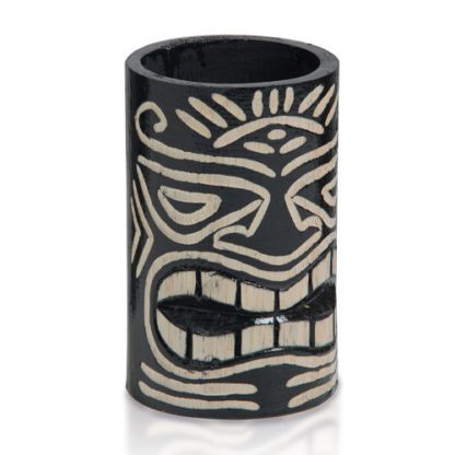 Porte-verres Tiki black - verre à cocktail en bois, sculpté et peint à la main - déco cocktail - mondo déco entreprise française