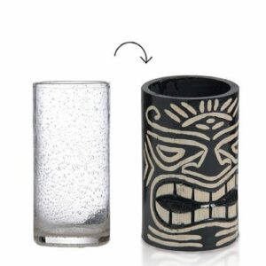 Porte-verre Tiki Black -lot de 1- H. 15 cm Ø8 cm