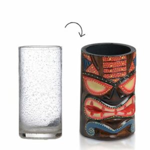 Porte-verre Tiki Couleur -lot de 1- H. 15 cm Ø8 cm
