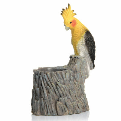 Porte-verre Perruche : Découvrez les verres et coupes adaptables (vendus séparément) 1 pièce  Dimensions : H. 27 cm | Ø 8 cm Référence : 264 Matière : Résine Couleur : jaune, gris Incompatible lave-vaisselle