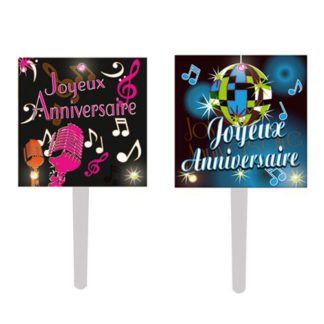 Joyeux anniversaire Disco - Joyeux anniversaire Disco : Modèles aléatoires réutilisables - clignotant - x 50 pièces Dimensions (hors pique) : H. 3,3 cm Matière : Plastique Couleur : Multicolore - Décoration cocktails - Mondo Déco entreprise française