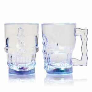 Verres crâne lumineux – polycarbonate – Lot de 6 – H.12 cm Ø8 cm – 40 cl
