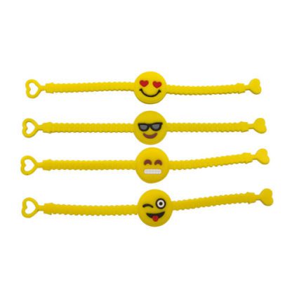 Bracelets frimousse - bracelet jaune en silicone, avec émoji / smiley - Cadeau menu enfant - mondo déco entreprise française