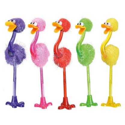 Autruches Ventouse Stylo - cadeau pour menu enfant - Plastique et plumes - Multicolore - couleurs assorties - Mondo Déco entreprise française