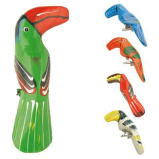 Toucans Bois Clip - déco oiseau sur pince - 200  pièces - Fabrication artisanale - Décoration sur pince - Dimensions :  H. 11 cm - Référence : 739 - Matière : Bois - Couleur : Multicolore - Modèles aléatoires - Décors Glaces et cocktails - Mondo Déco entreprise française