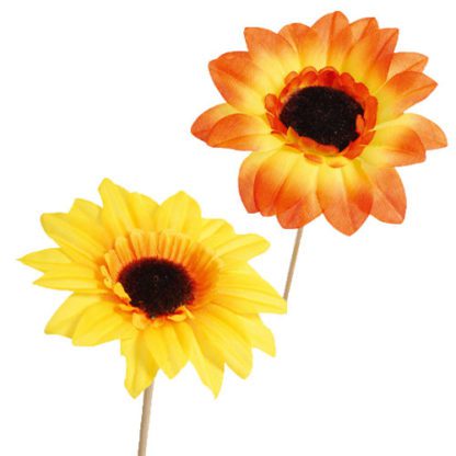 Tournesols GM sur pique : 250 pièces Sur pique longue Dimensions hors pique : Ø 10,5 cm Multicolore Modèles aléatoires Matière : synthétique Référence : 850 Décoration glaces et cocktails - Mondo Déco