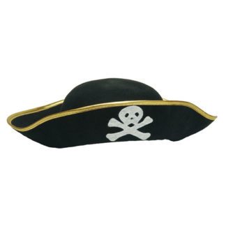 Tricorne, chapeau de pirate taille adulte - pour soirée à thème pirate etc... Impression crâne avec os en croix - mondo déco entreprise française