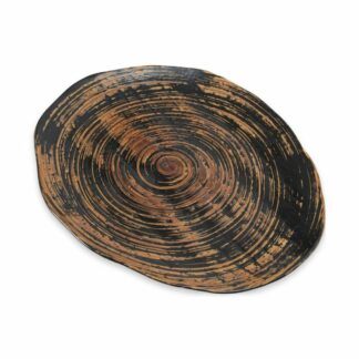 Assiettes Volcanik - en céramique - couleur : noir et marron - rainurée - assiette plate - forme ovale - Mondo Déco entreprise française