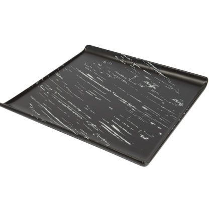 Assiettes Plateaux Carrés Noirs - forme : carrée - bords relevés - en céramique - couleur : Noir | Blanc - Mndo Déco, entreprise française