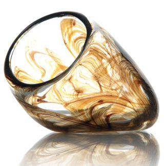 Coupes Léa : Fabrication artisanale, verre soufflé à la bouche, pièces uniques. Contenant à glace, pot à glace, très original, en verre soufflé, fumé, transparent et marron. Mondo Déco, entreprise française