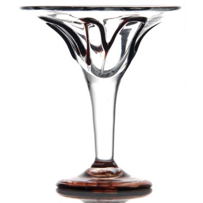 Coupes Chocolate : fabrication artisanale, verre soufflé à la bouche. Verre marron et transparent. Pied haut, forme coupe évasée. Style verre à Martini. Mondo Déco, entreprise française