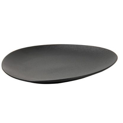 Assiettes Galet Noires PM - en céramique noire / noir - forme de galet - assiette plate - Mondo Déco, entreprise française