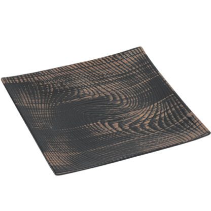 Assiettes Volcanik Carrées, couleurs : noir et marron - 30 x 30 cm - assiette plate - surface rainurée - Mondo Déco entreprise française