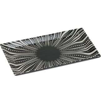 Assiettes Iris Rectangles PM - assiette plate, rectangle, motifs noirs et blancs, en céramique - Mondo Déco entreprise française