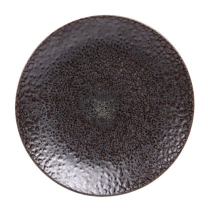 assiettes Obsidienne - couleur : marron - en céramique - assiette plate ronde