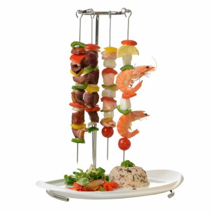 Potence + 4 Brochettes, présentation originale de brochettes de viande, légumes, fruits et fruits de mer - Brochettes suspendues - Mondo Déco, entreprise française