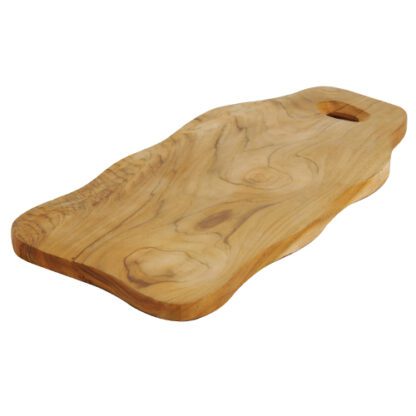 Planche Teck GM avec poignée - Planche teck avec poignée - en bois de teck, forme rectangulaire irrégulière - Mondo Déco, entreprise française