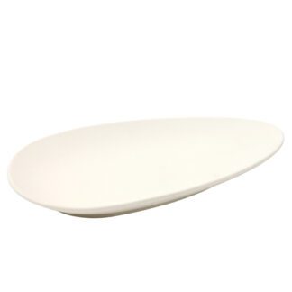 Assiettes Galet Allongées Blanches - surface granulée, couleur blanche / blanc - forme galet, ovale - Mondo Déco, entreprise française