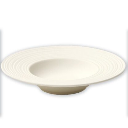 Assiettes Pasta Blanches - couleur : blanche - rebords haut et plats et rainurés, assiette creuse - assiette pour pâtes et risotto - Mondo Déco, entreprise française