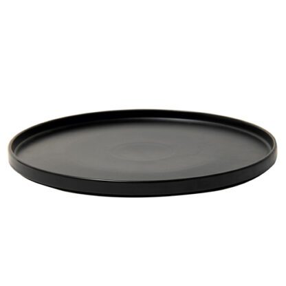 Assiettes Minérales Rondes PM - Assiettes Minérales Rondes noires - gris anthracite - en céramique - assiette plate ronde 27 cm - bords droits - Mondo Déco, entreprise française