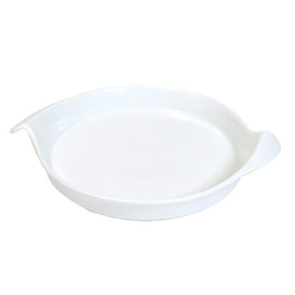 Assiettes Onde - assiettes creuses - en céramique blanche, en grès blanc - avec poignées, bords relevés - Mondo Déco entreprise française