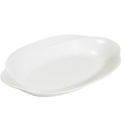 Assiettes Vivaldi - assiette creuse - céramique blanche, grès blanc - forme ovale avec poignées, assiette individuelle, assiette de présentation - Mondo Déco, entreprise française