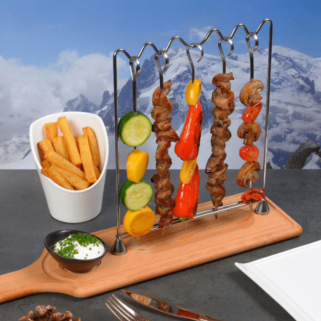 Support à Brochettes Vertical En Acier Inoxydable - 2 Brochettes Incluses - Pour Barbecue Shawarma Sur Table - Stable Et Portable