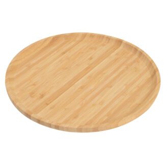 Assiette Bambou GM, forme ronde, bords relevés, bois clair naturel, bois de bambou. Mondo Déco, entreprise française.