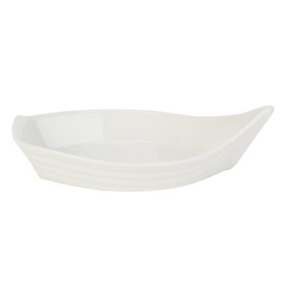 Assiettes Barque - en céramique blanche - grès - forme de bateau - Mondo Déco, entreprise française