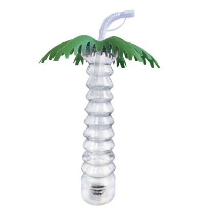 Palmier Lumineux - en plastique transparent - en forme de palmier, feuilles vertes - Mondo Déco entreprise française