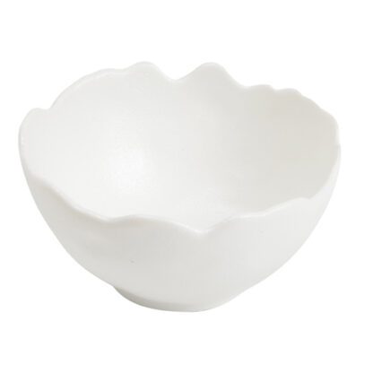 Petits Bols Blancs - en céramique - couleur blanche / blanc - bords effet œuf cassé - Mondo Déco entreprise française