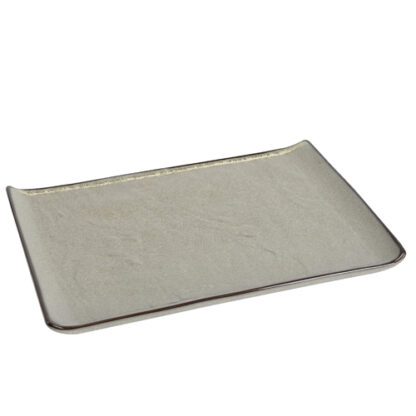 Assiettes Plateau Brocéliande - style rustique - couleur grise - forme rectangle, bords relevés - Mondo Déco, entreprise française