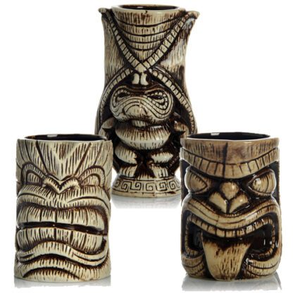 Set 3 Mugs Tiki - verre à cocktail en céramique esprit, style Tiki - Mondo Déco entreprise française