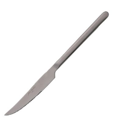 Couteaux Anuradha Satine - bord à dent, couteau pointu - Longueur : 23 cm - inox 18/0 - Couleur : argent mat / satiné - Mondo Déco entreprise française